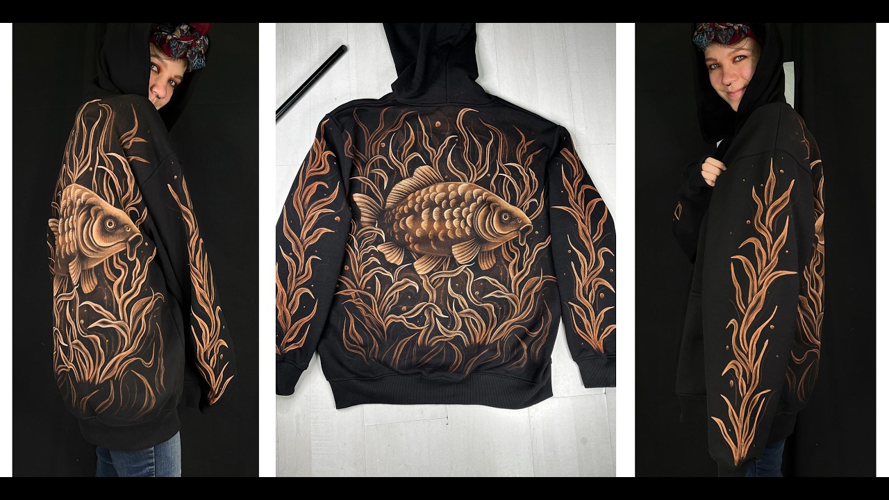 How I painted this detailed hoodie with just household bleach