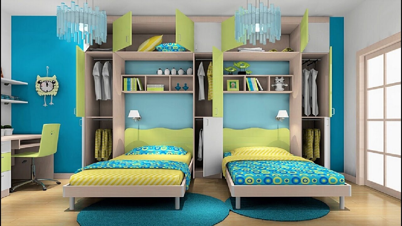 Awesome Twin Bedroom Design Ideas with Double Bed for Boys Room - Room Ideas