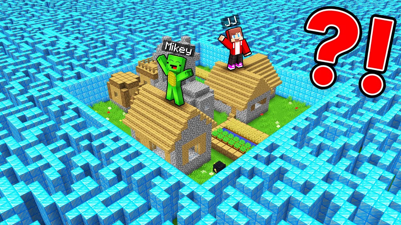 JJ and Mikey Survive in VILLAGE Inside DIAMOND MAZE in Minecraft - Maizen