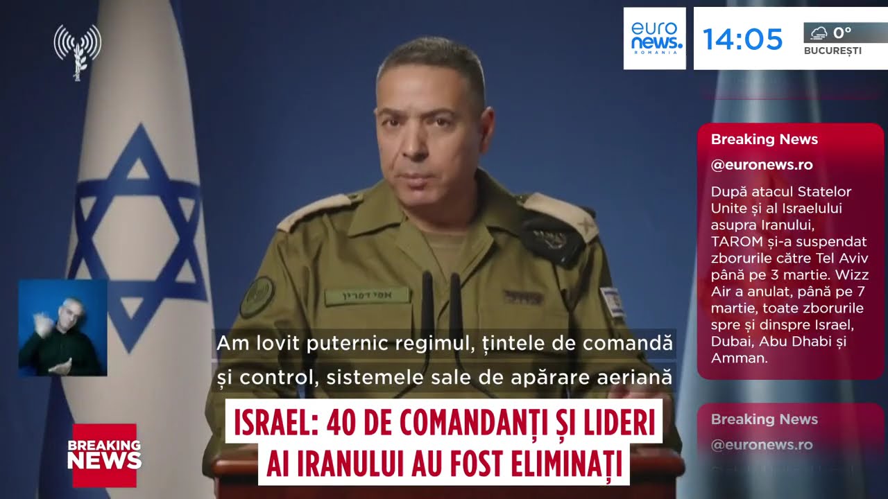 Israel: 40 de comandanți și lideri ai Iranului au sot eliminați