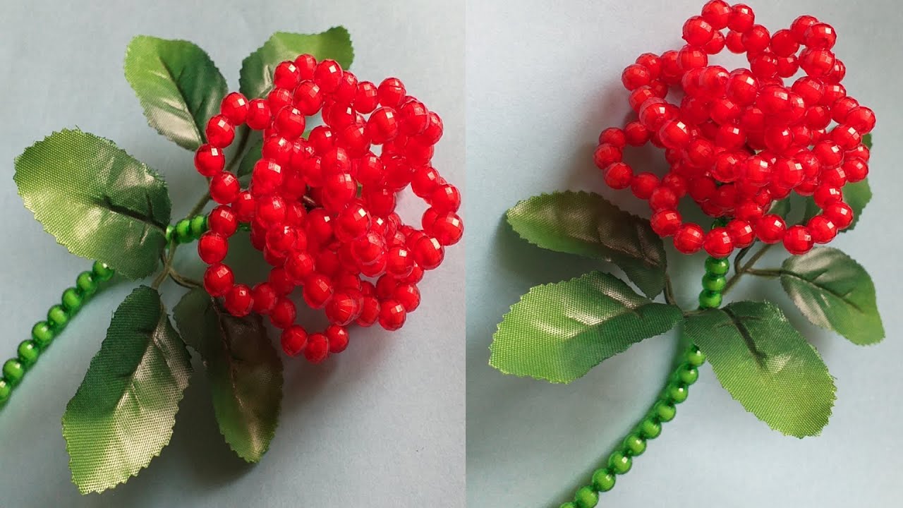 পুতির গোলাপ ফুল/পুতির কাজ/পুতির শোপিস/How To Make Beaded Red Rose/beads showpiece