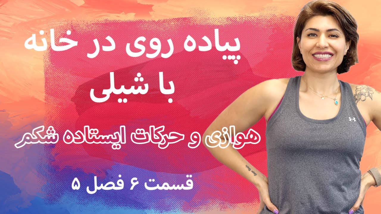 Walk at Home in Farsi 5-6  پیاده روی در خانه با شیلی ورزش هوازی و حرکات ایستاده شکم و پهلو ۶-۵