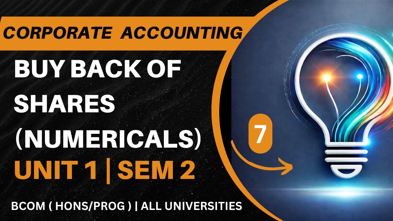 BUY BACK OF SHARES | NUMERICAL | CORPORATE ACCOUNTING | UNIT 1 | SEM 2 | BCOM/BBA | ALL UNIVERSITIES