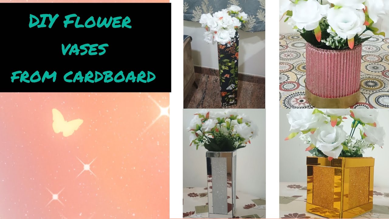 DIY Flower Vases from Cardboard #flowervase #cardboardcraft 