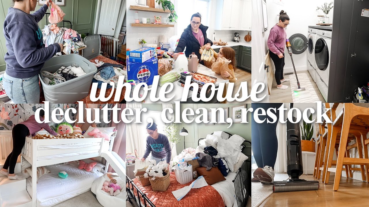 NEW CLEAN WITH ME, ORGANIZE, DECLUTTER,  RESTOCK + RESET | CLEANING MOTIVATION