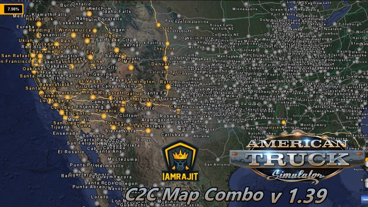 How to set up Coast 2 Coast Map combo for American Truck Simulator (v 1.39)