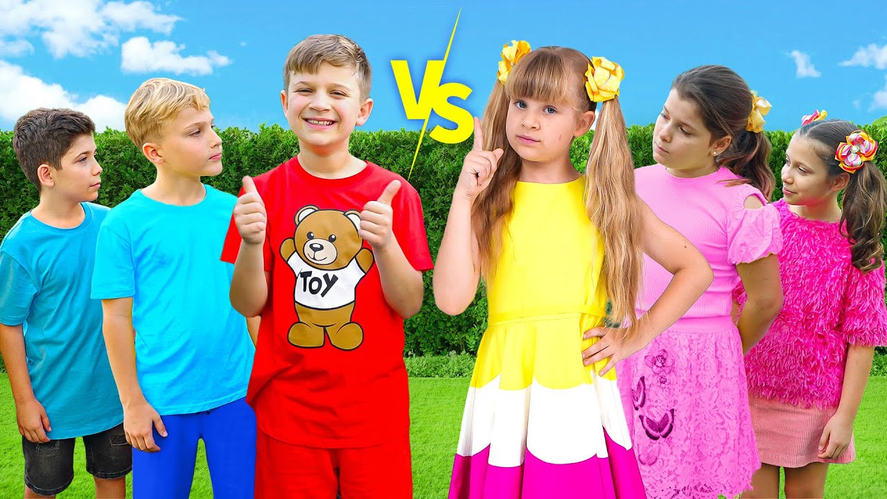 Girls vs Boys Challenge with Diana and Roma