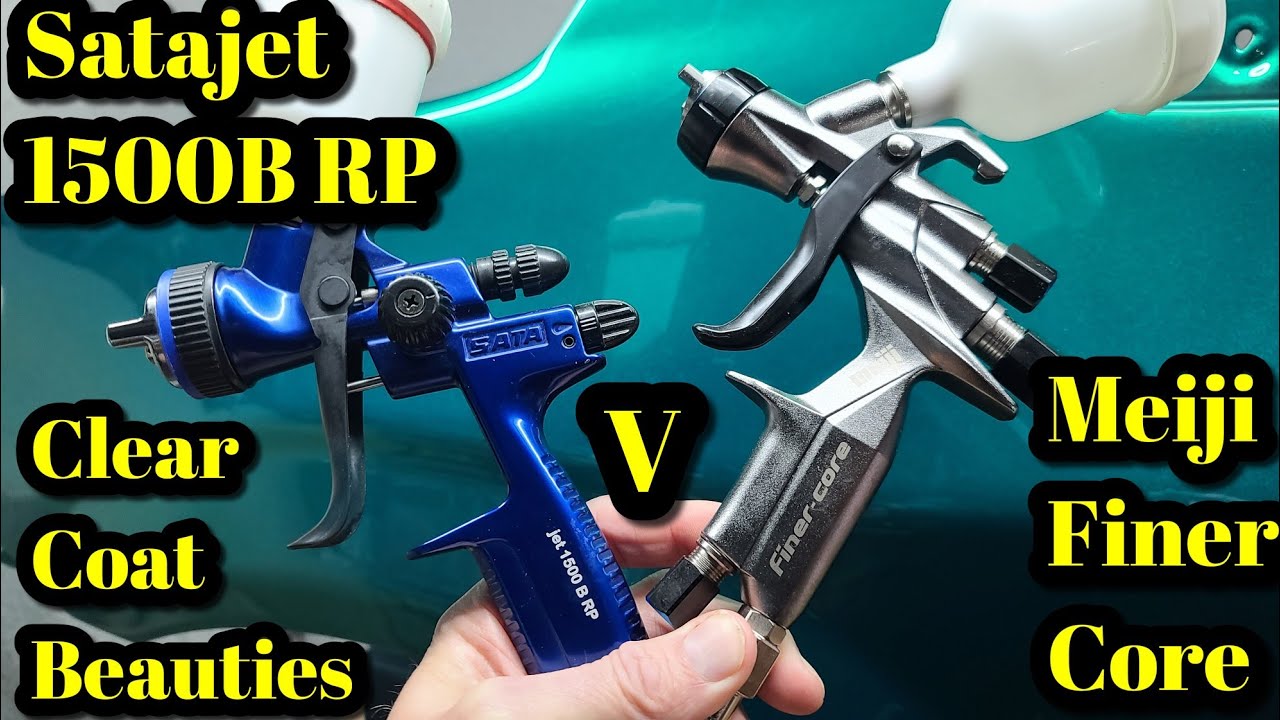 Satajet 1500 RP v Meiji Finer Core 1.3 , Luma 111 Exodus Classy Clear Coat Spray Guns