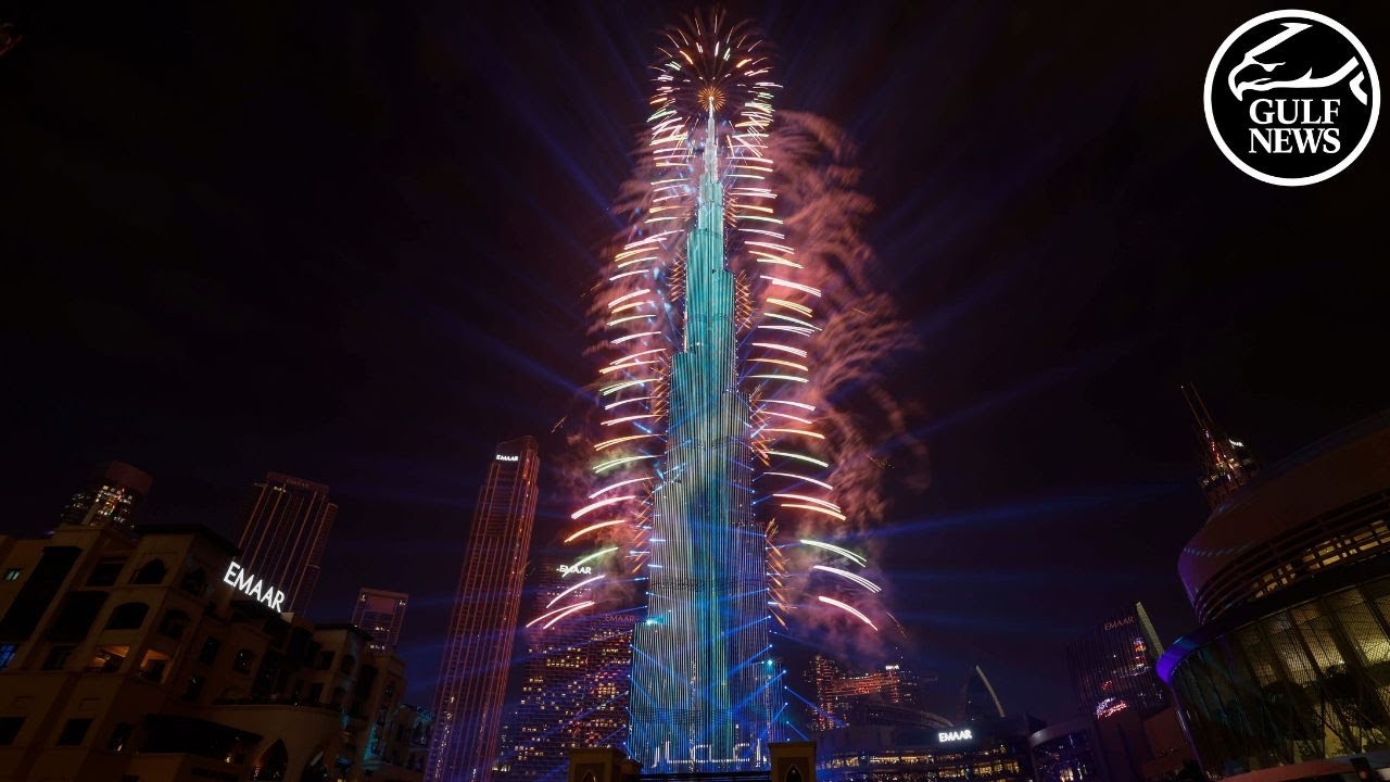 Burj Khalifa illuminates the Dubai sky with dazzling fireworks, ushering in the New Year 2024