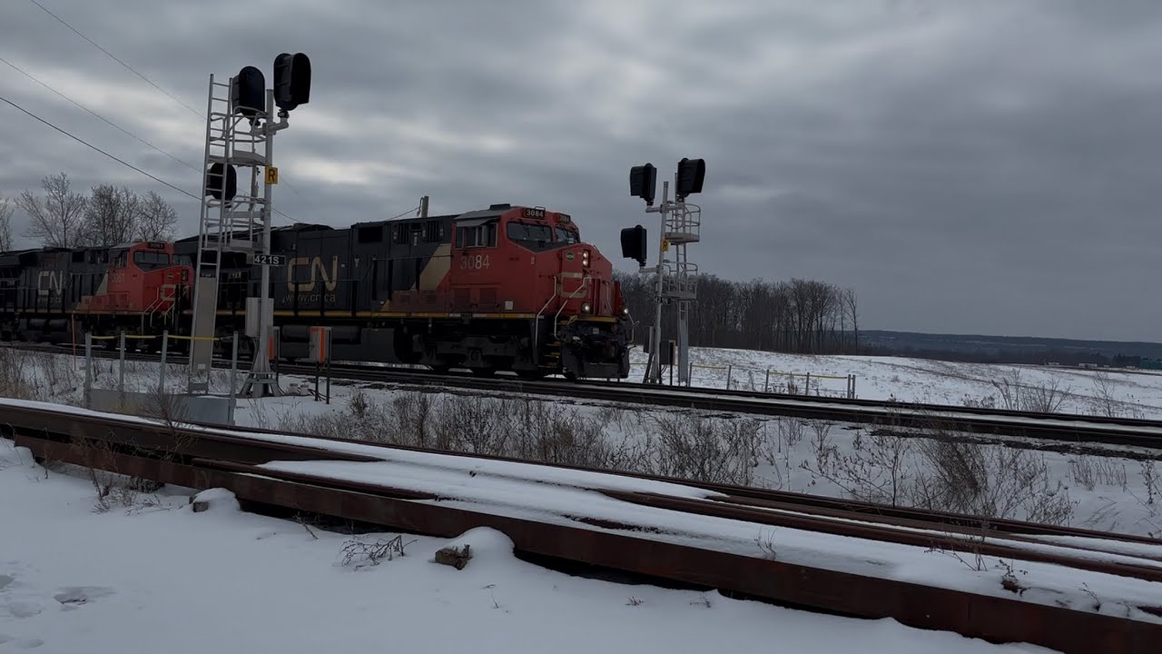 CN 3084, 3061, & 2959 Pulling a Massive Goods Train!