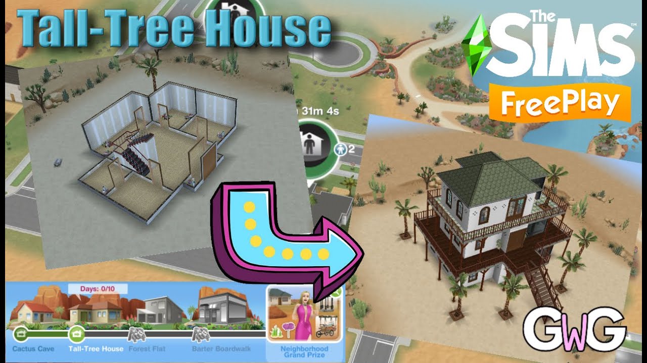 The Sims Freeplay- Sim Springs Part 8: Tall-Tree House Walkthrough [Palm Promenade]