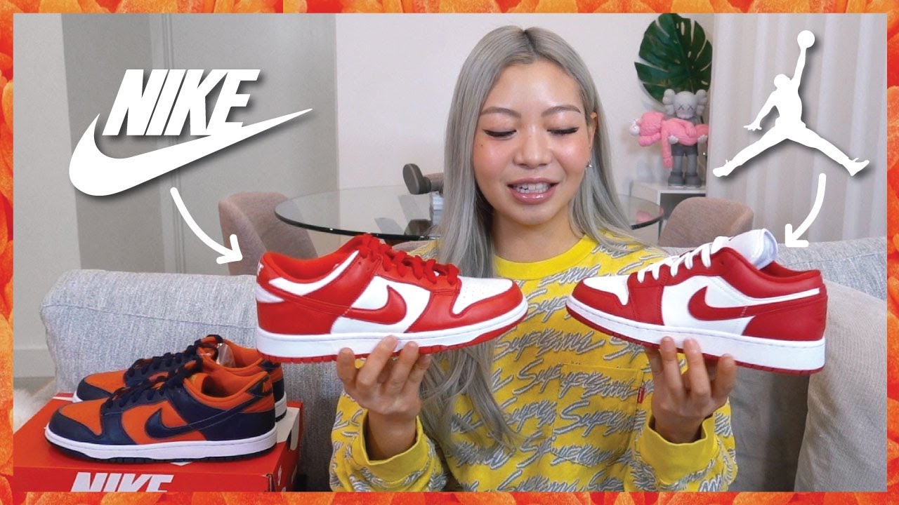 Nike Dunk Low Champ Colors  + Jordan 1 Low 'Gym Red' VS Nike Dunk Low 'University Red'
