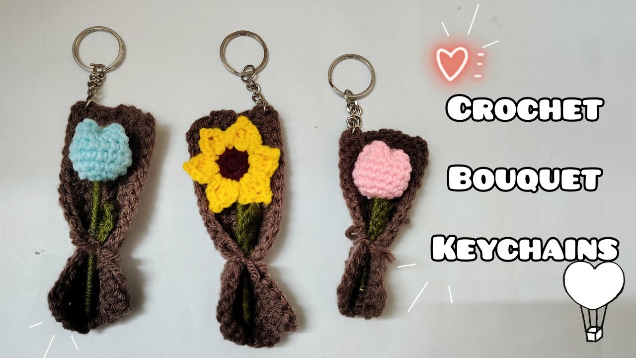 Crochet flowers bouquet keychains tutorial | Explained both flower crochet keychains | subscribe 