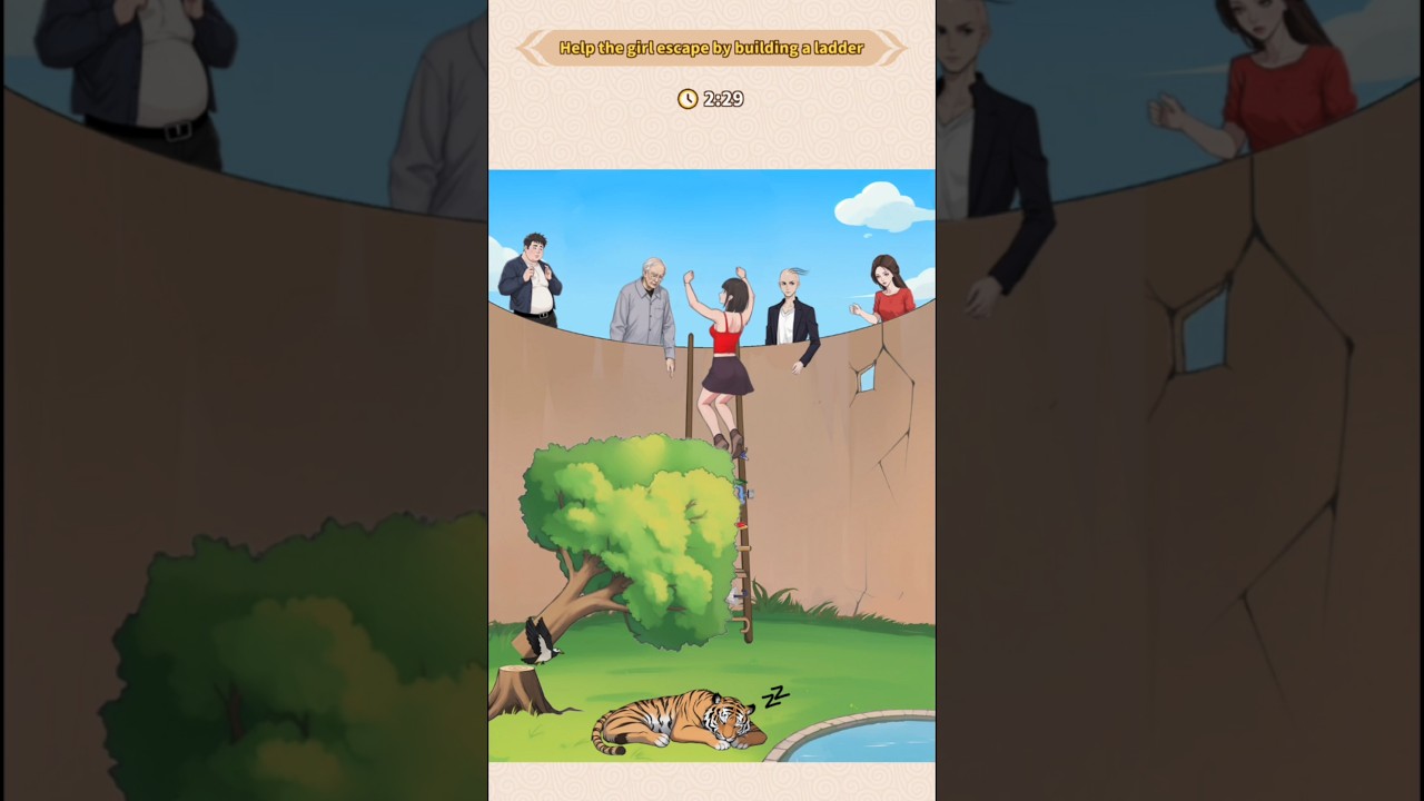 Brain puzzle master.Smart Girl Escapes the Tiger! 🐅 #tricky, #guest, #rot.