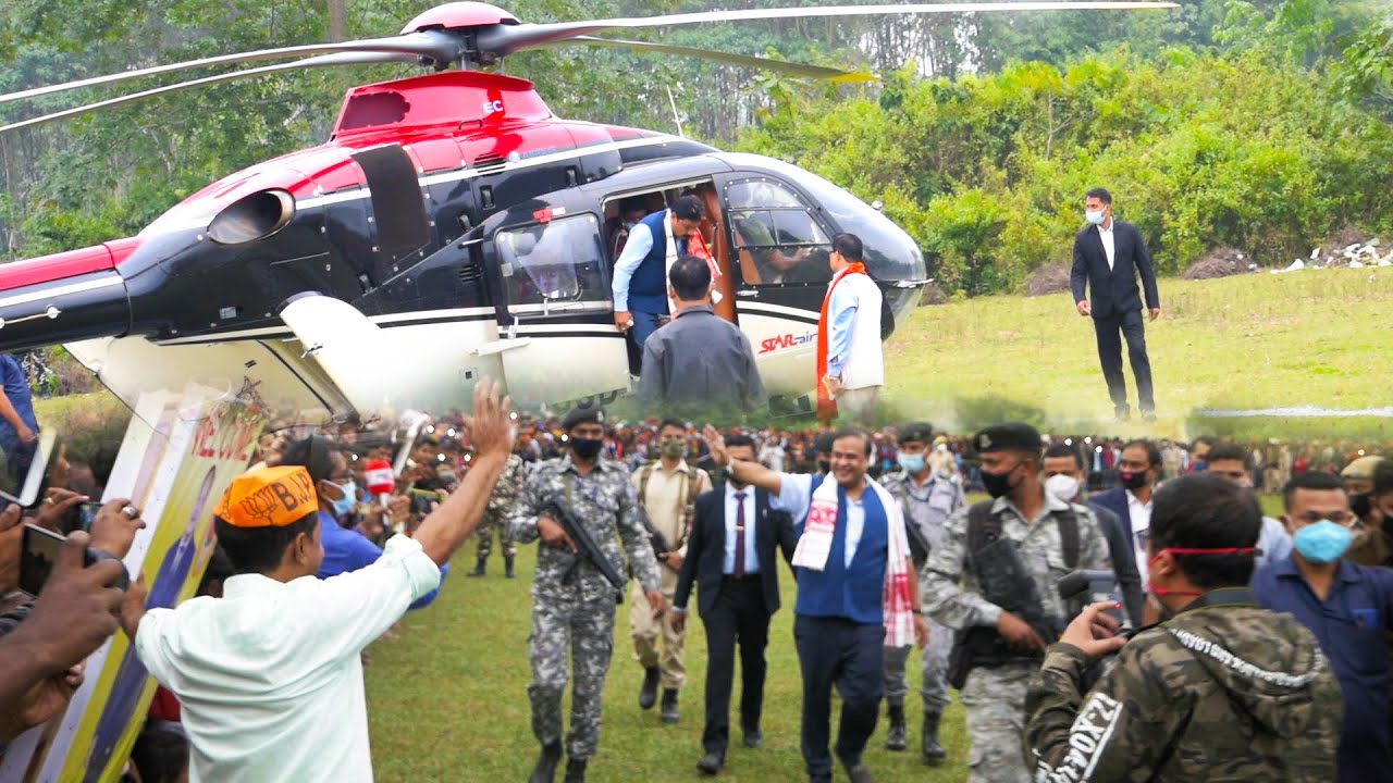 Himanta Biswa Sarma Lands In 23 No. Dihira With A Thunderous Welcome
