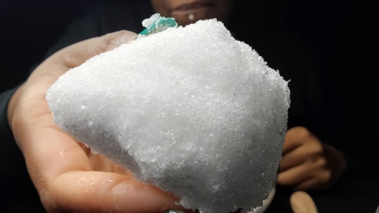 DRY POWDERY ICE | FREEZER FROST CHUNKS STUFFED WITH SONIC ICE #iceeating #asmr #asmrice