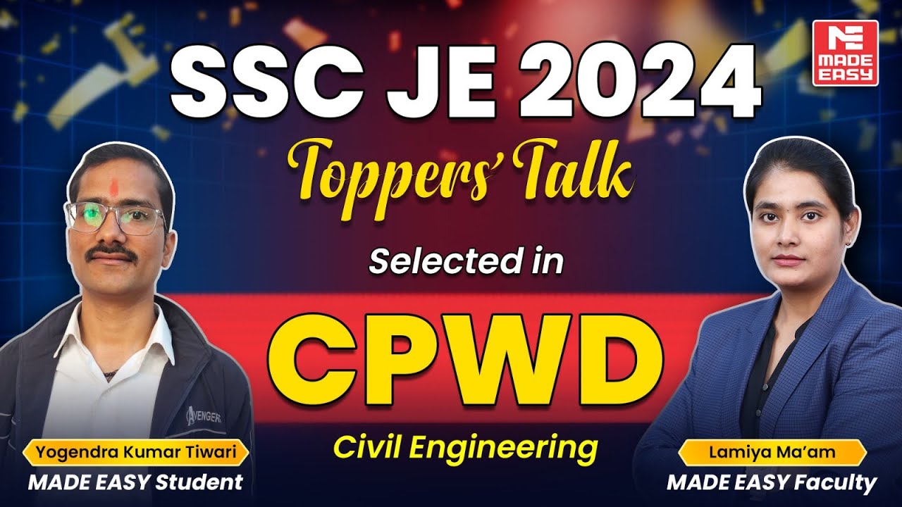 SSC JE 2024 Toppers' Talk | Yogendra Kumar Tiwari Selected in CPWD | CE Success Story