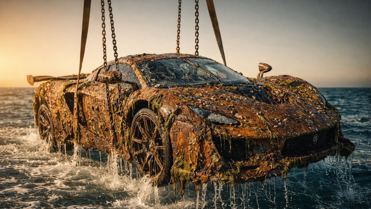 Abandoned Bugatti Veyron Full ASMR Restoration | From Ocean Wreck to Pure White Perfection