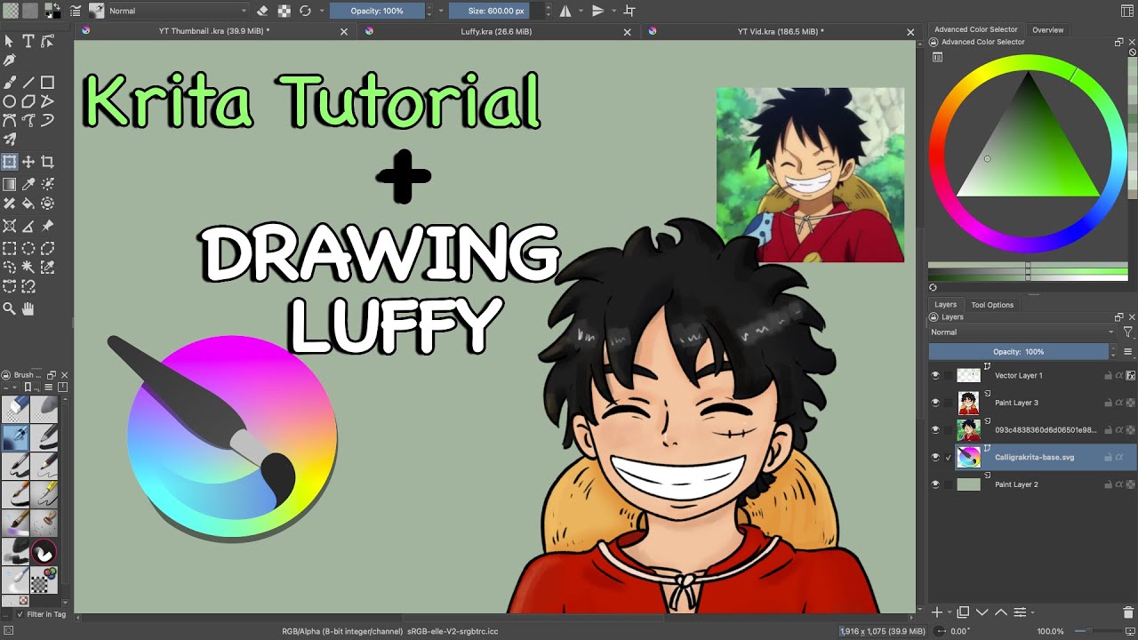 Small Krita tutorial // Drawing Luffy