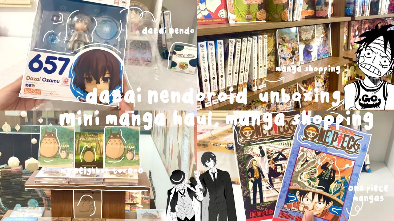 📚 dazai nendoroid unboxing, mini manga haul, manga shopping, grocery shopping