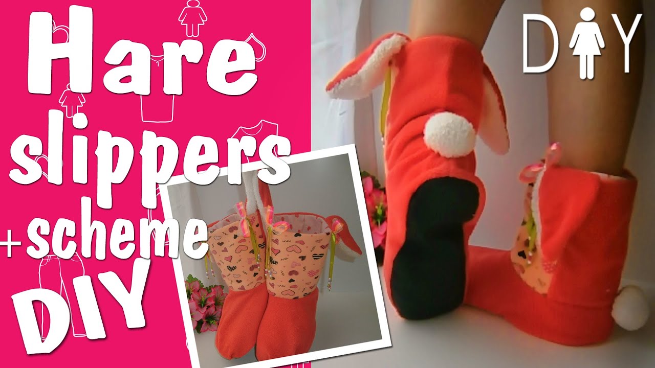 BEST DIY! How to make a home slippers in a HARE Shape