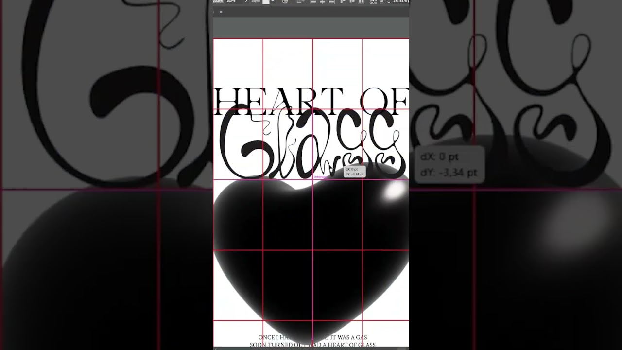 Heart Of Glass Poster Design and Custom Typography process Photoshop and Illustrator 