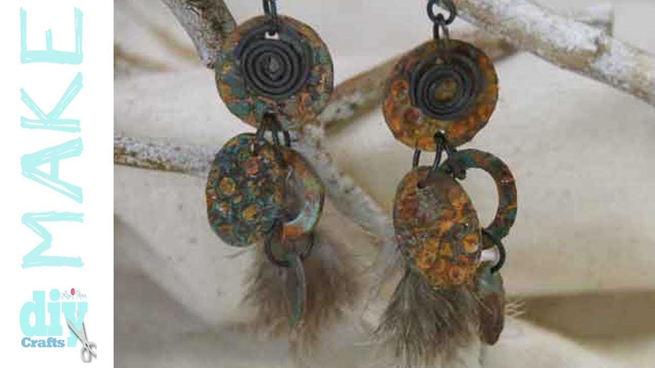 Mixed Media Monday - How to turn shrink plastic into faux metal - Rustic Metal Earrings