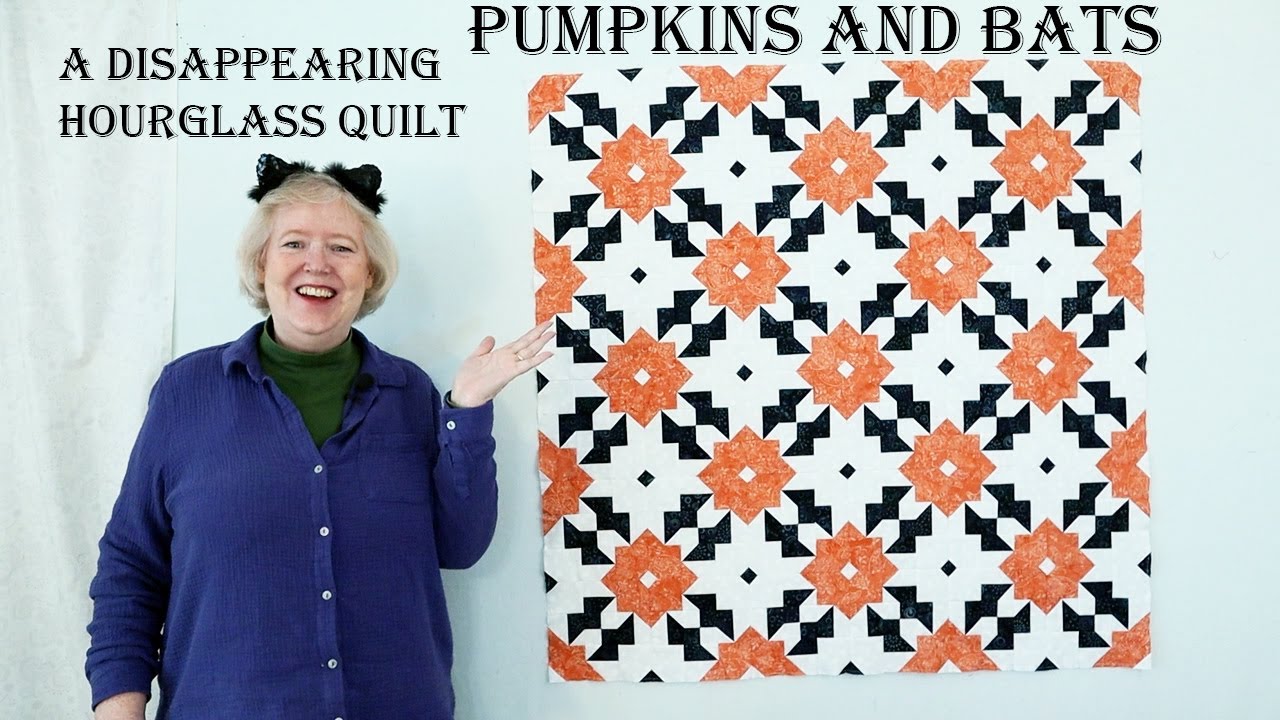 Pumpkins and Bats. A Spooky Disappearing Hourglass Quilt
