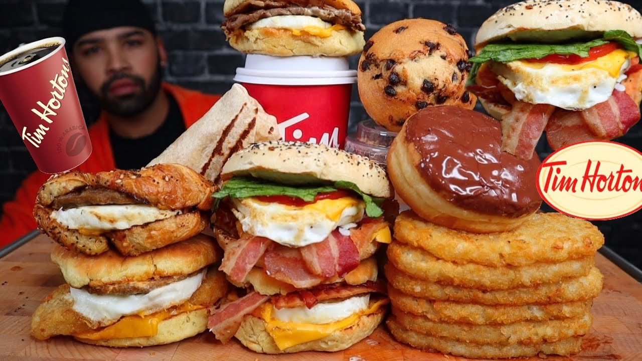 ASMR Authentic Canadian Breakfast. Tim Hortons Mukbang 🇨🇦