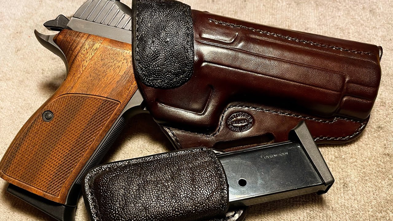 Milt Sparks 55BN Holster for SIG Sauer P210A, Horsehide Leather with Elephant Trim