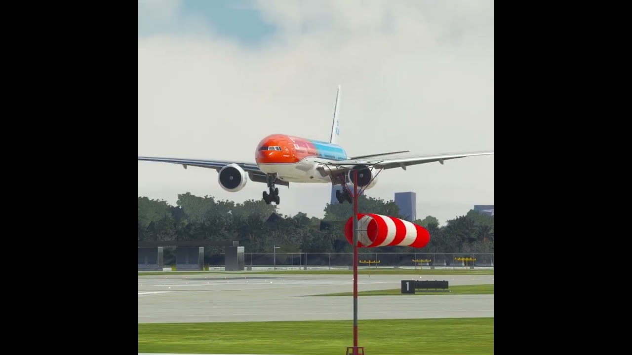 Boeing 777 KLM Royal Dutch Touches Down at Miami Airport #shorts