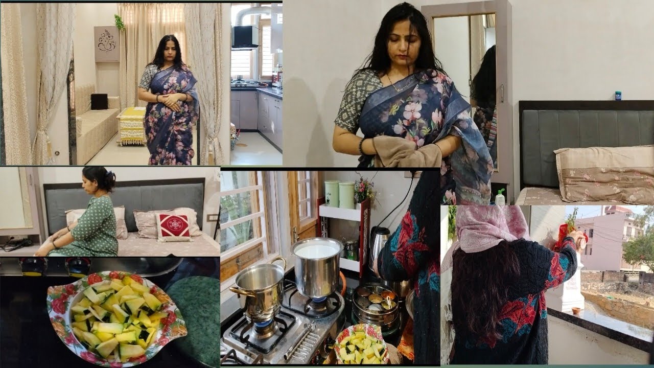🌺 जनवरी की कड़कती ठंड में 7:00 से 11🕚तक कैसे कर पाती हूं घर के सारे काम। Indian mom morning routine.