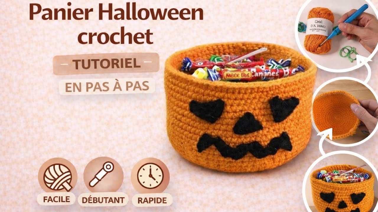 Comment faire un Pot à bonbons citrouille pour Halloween au crochet : tuto en pas à pas