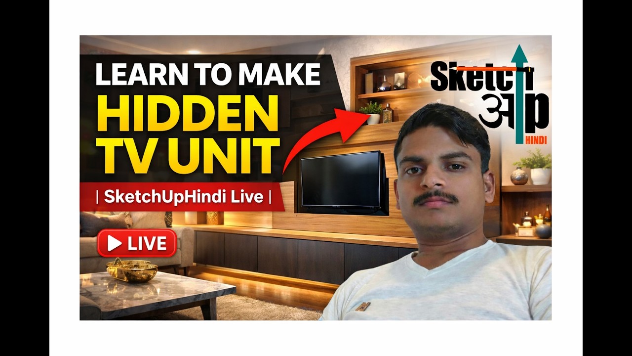 How to make Hidden Tv Unit. |SketchupHindi Live|