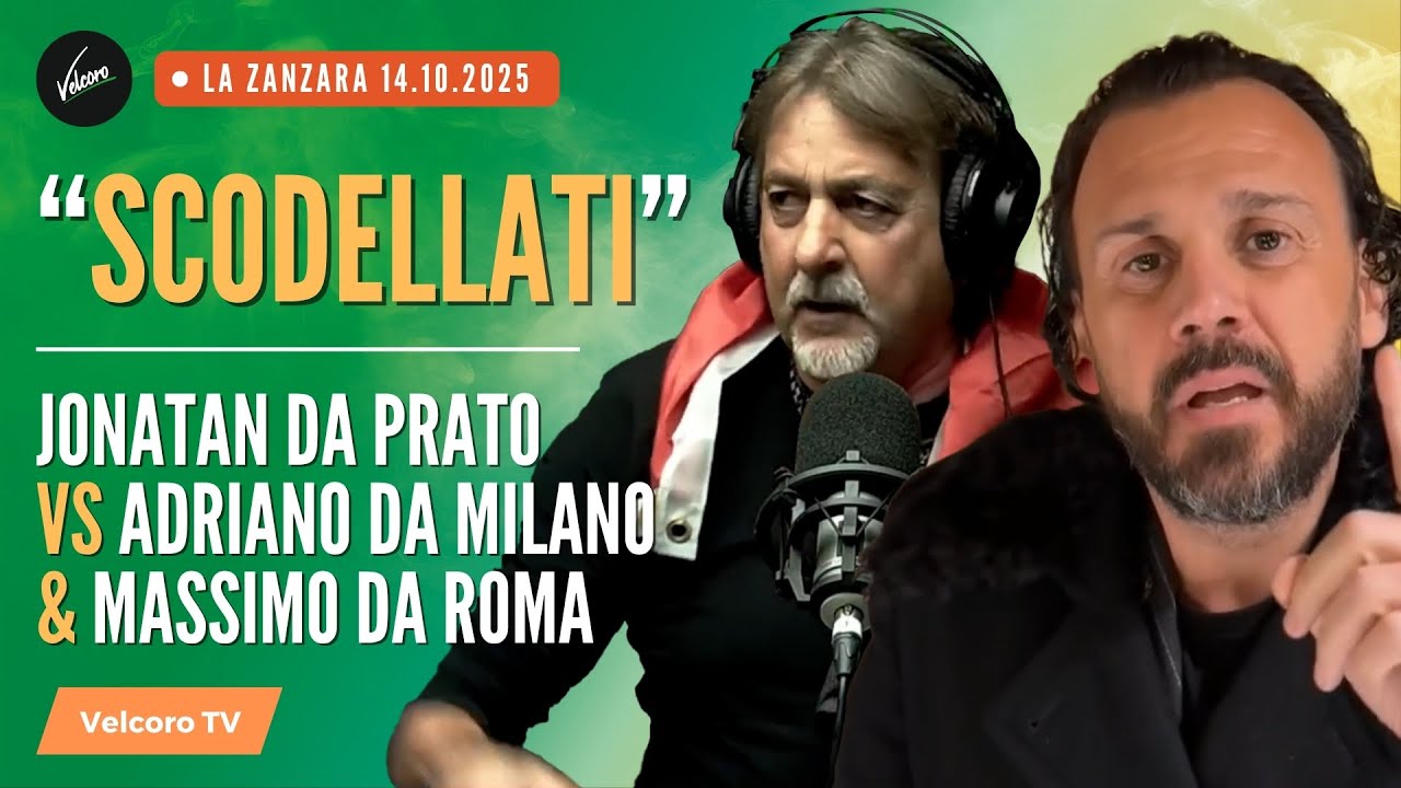 SCODELLATI - @JonatandaPrato vs Adriano da Milano & Massimo da Roma | La Zanzara del 14.10.2025