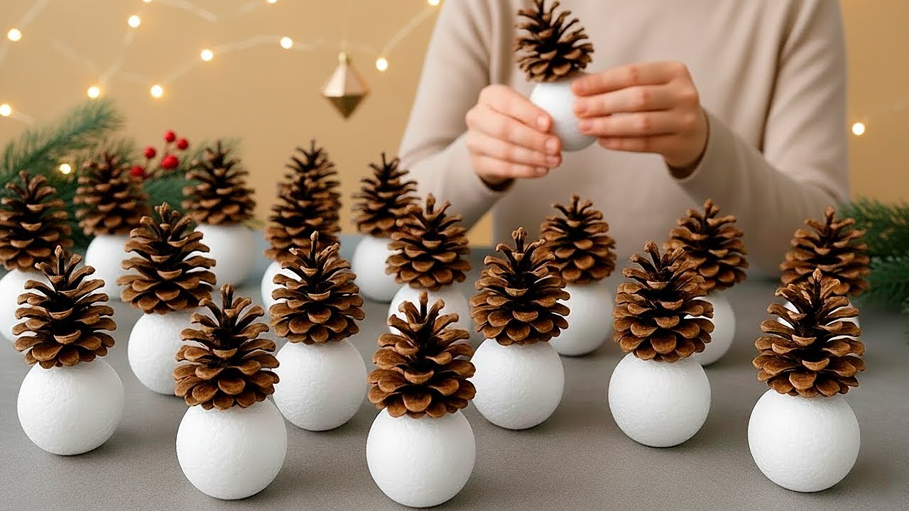 INCREDIBLE IDEA MADE FROM ORDINARY PINE CONES AND STYROFOAM BALLS!😍 CHRISTMAS IDEA