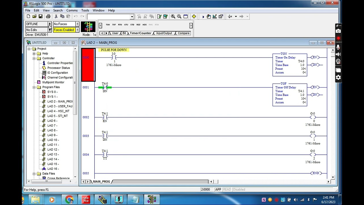 CONVERT Ton TO Toff TIMER DELAY_In PLC RSlogix 500