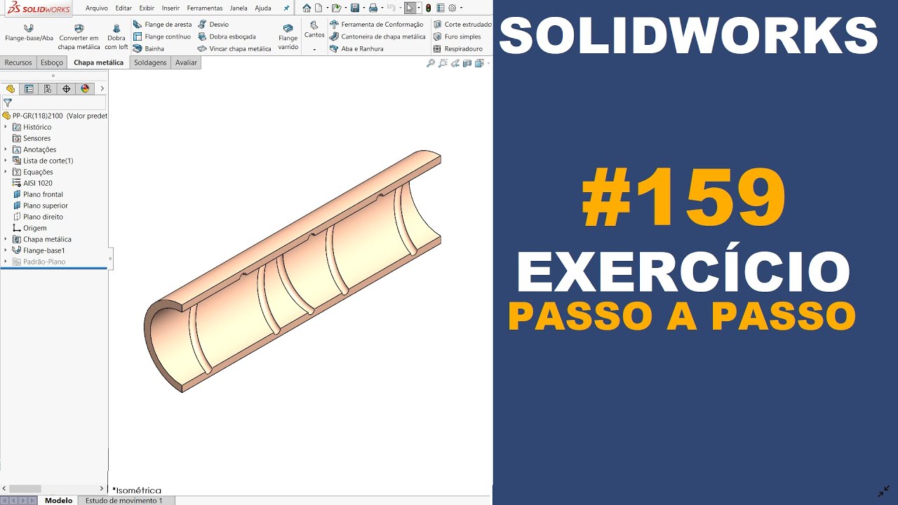 SOLIDWORKS | EXERCÍCIO 159 - BUCHA DE BRONZE USINADA DE Ø48X163mm #solidworks