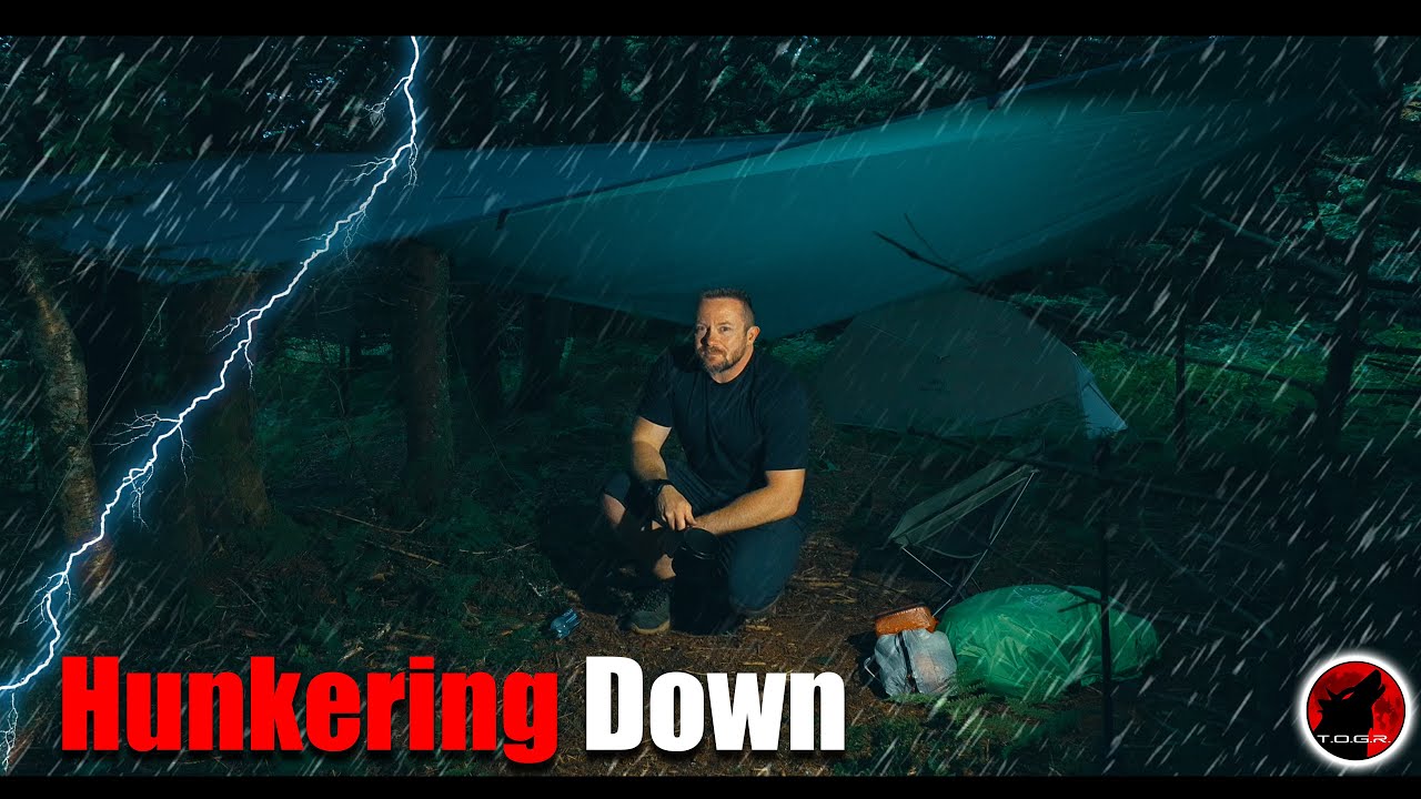 ⚡ Taking Shelter & Shields Up - Thunderstorm Camping in Rain, Lightning, Thunder & Wind 🌩️❗