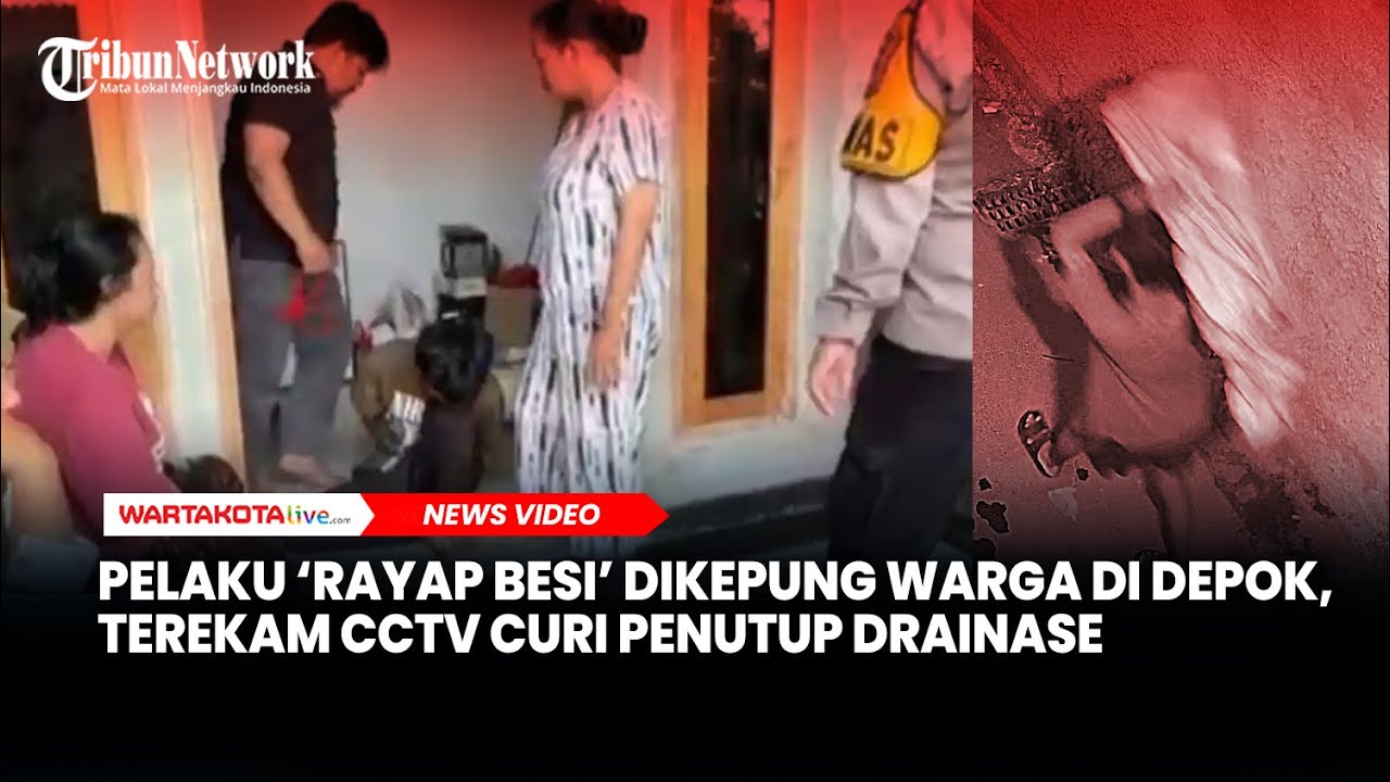 Pelaku &lsquo;Rayap Besi&rsquo; Dikepung Warga di Cilangkap Depok, Terekam CCTV Curi Penutup Drainase