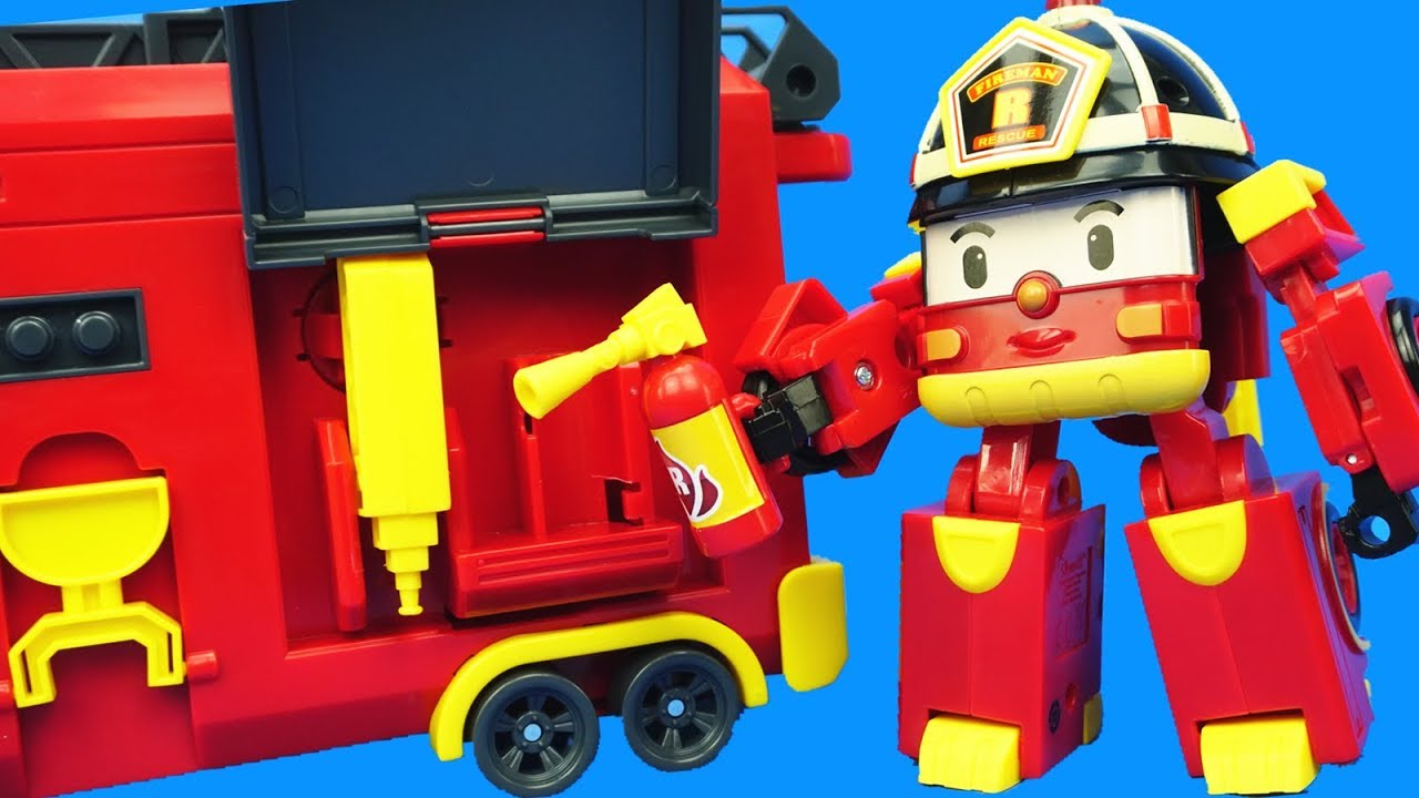 變形警車珀利的羅伊消防車工具箱玩具