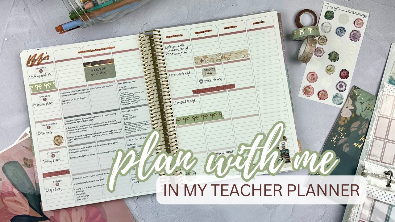 PLAN W/ ME in my teacher planner| erin condren teacher lesson planner 🍎 | tattooed teacher plans