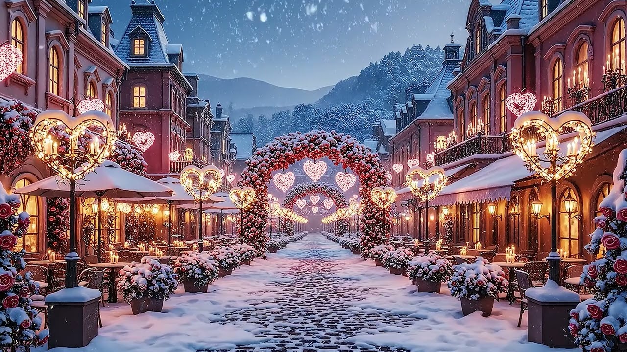 ✨️ Valentine's Day 💘 Ambience | Calm Music 🎶 | Snowfall & Warm Candlelight ❤️