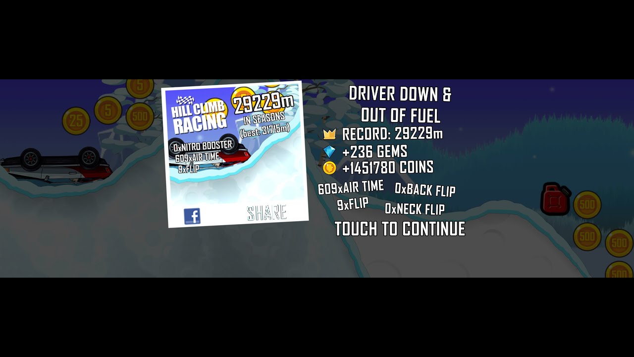 (WR) Hill Climb Racing Fast Car + Seasons 29229m (full run)