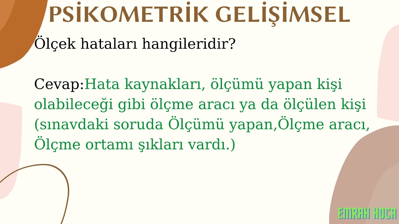 PSİKOMETRİK GELİŞİMSEL  2021 FİNAL SORULARI VE BÜTE HAZIRLIK