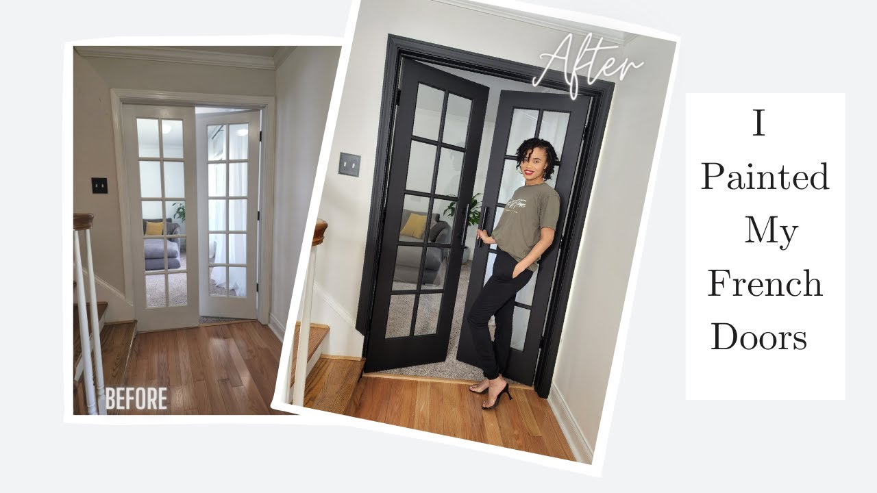 I PAINTED MY FRENCH DOORS BLACK | DIY QUICK AND EASY PAINT USING MASK AND PEEL