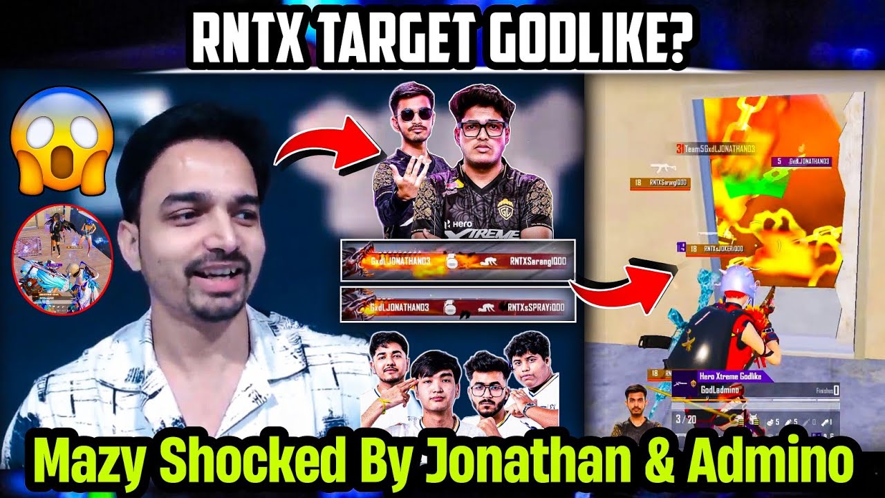 Mazy React on RNTX Target GodLike in ESL Bgmi Tournament🔥🥵 Shocked By Jonathan & Admino Duo😱