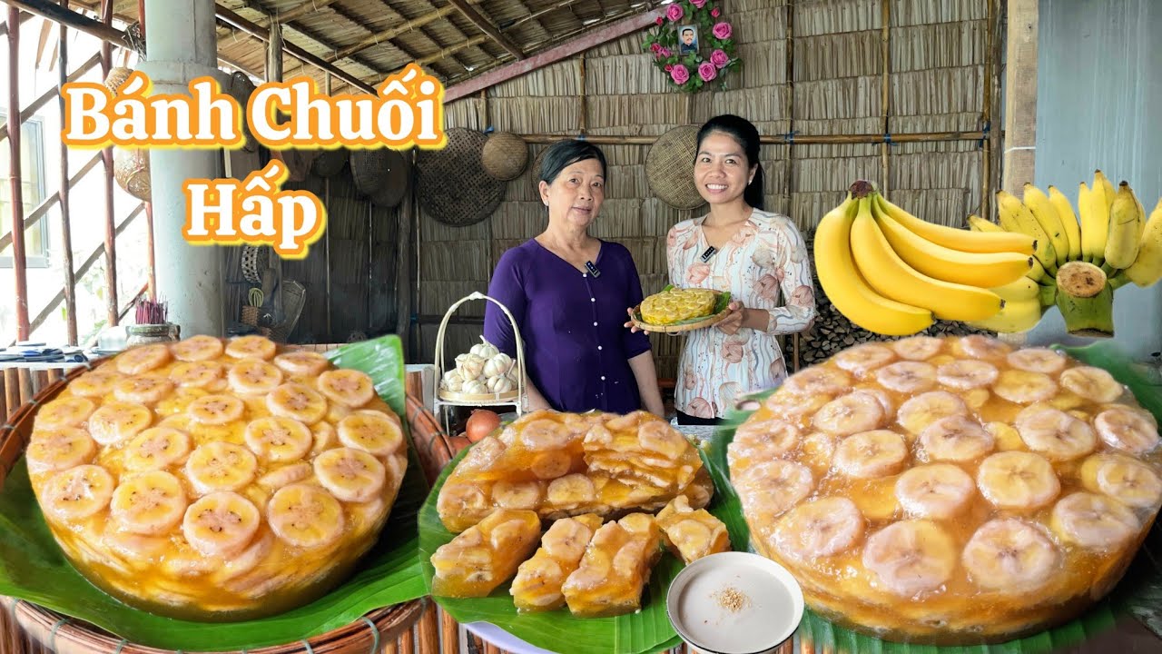 BÁNH CHUỐI HẤP từ chuối tây không thua kém chuối ta ..cách pha bôt qua ngày vẫn giòn dai ngon quá 