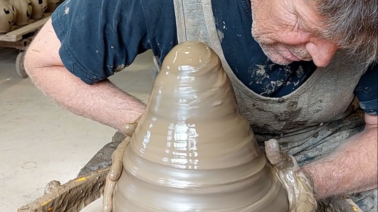 Gabriel Nichols - Throwing a pastry pan with local clay at William Blyth tile works