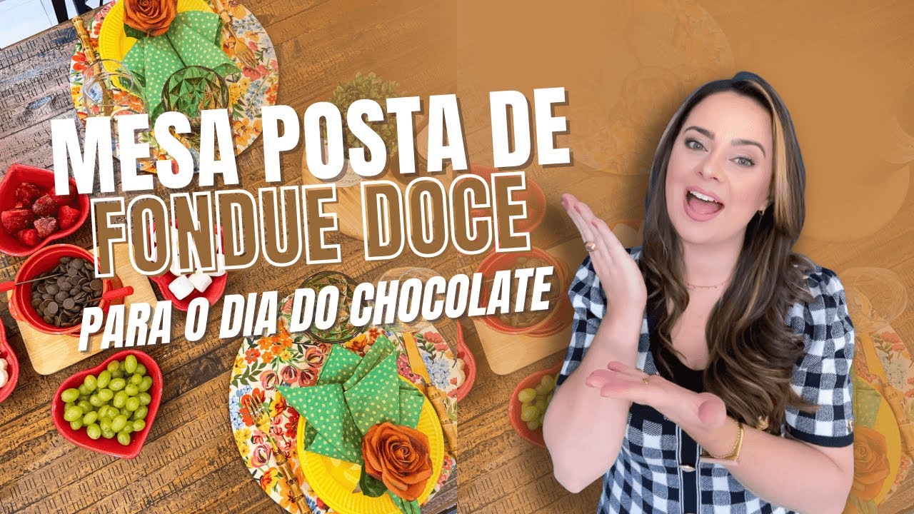 Mesa posta de fondue doce par o dia do chocolate